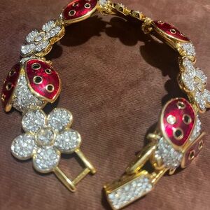 Swarovski Red and Gold Ladybug Bracelet